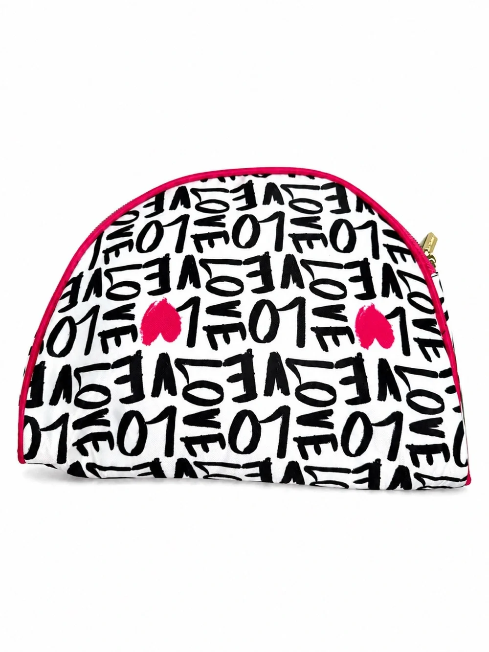 Juicy Couture Pink & White 'Love' Pattern Cosmetic Pouch